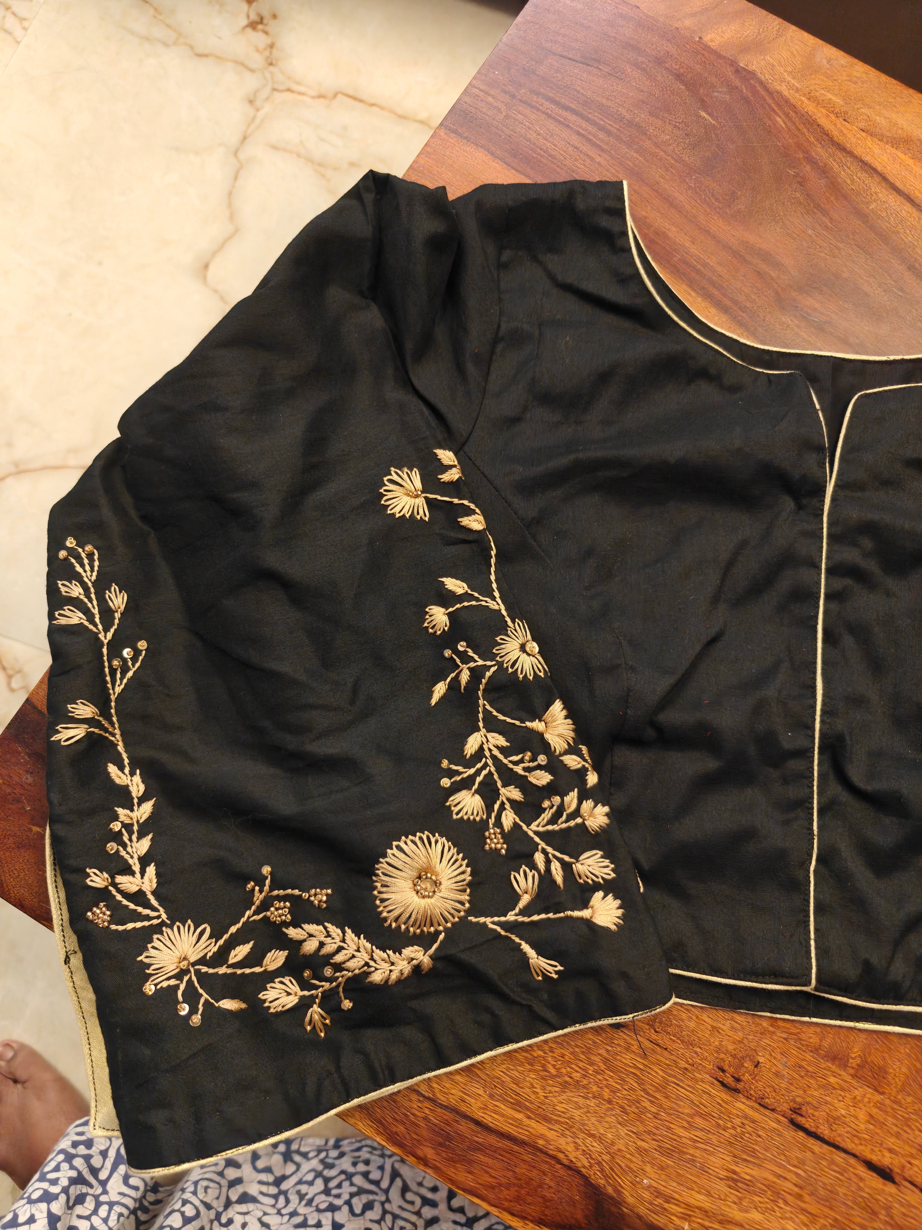 Black Gold  Embroidered Blouse