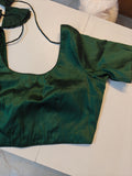 Dark green Art raw silk Blouse