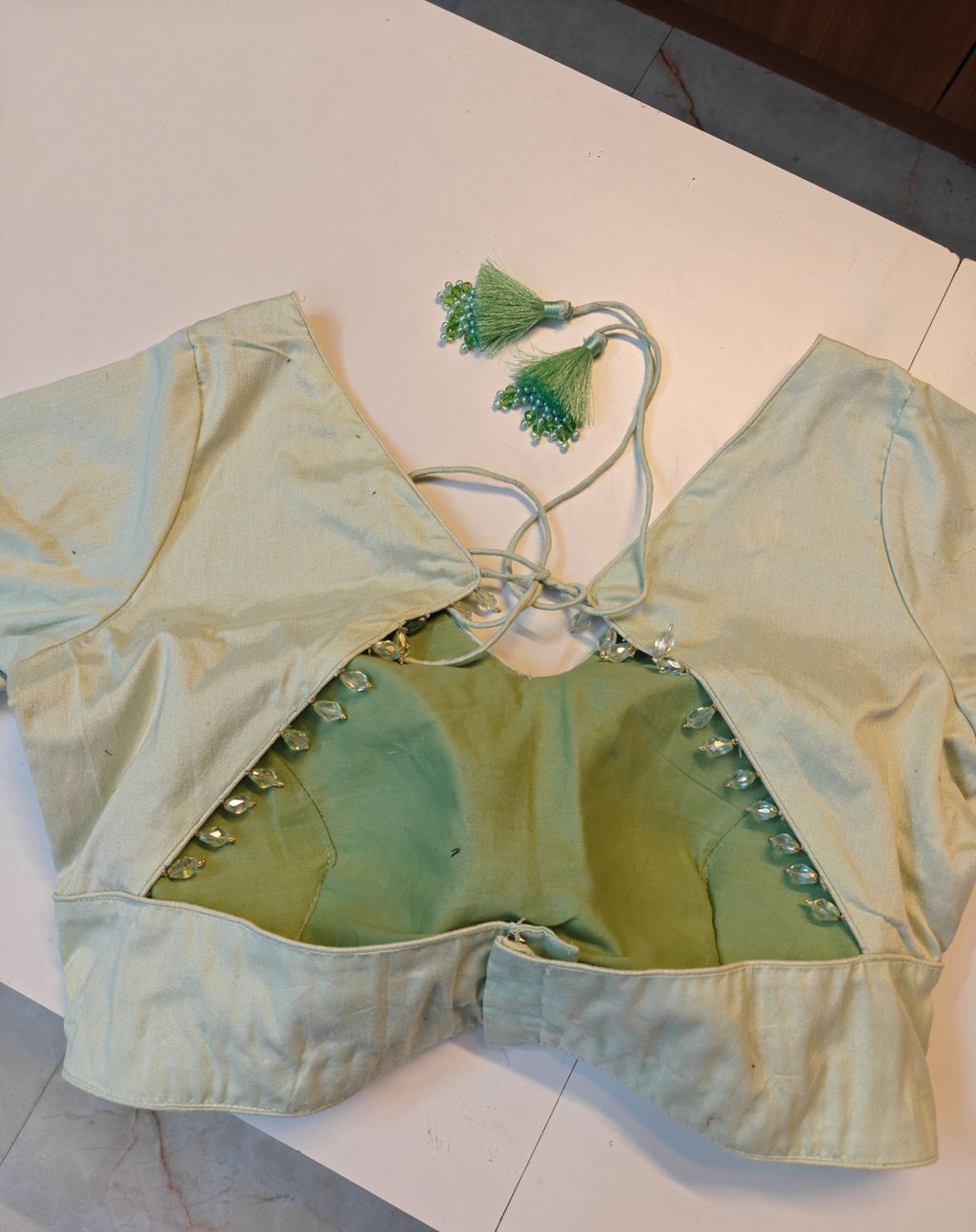 Pastle green cotton silk blouse