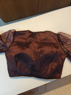 Dark Brown Raw Silk Blouse