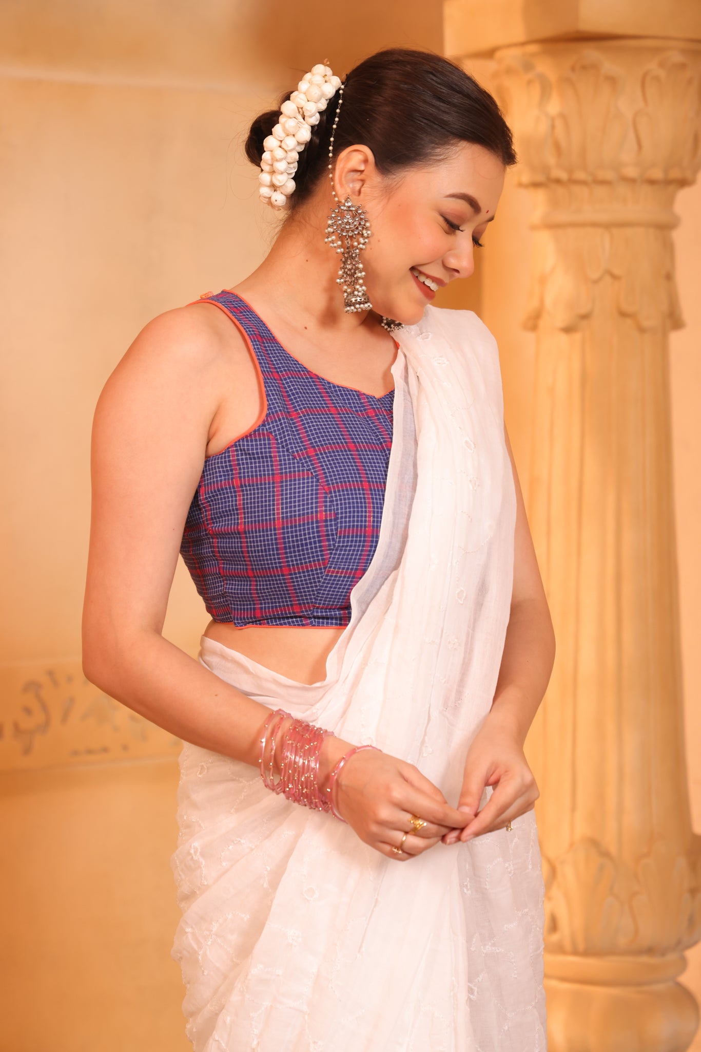 Bloom Check Racer Back Blouse