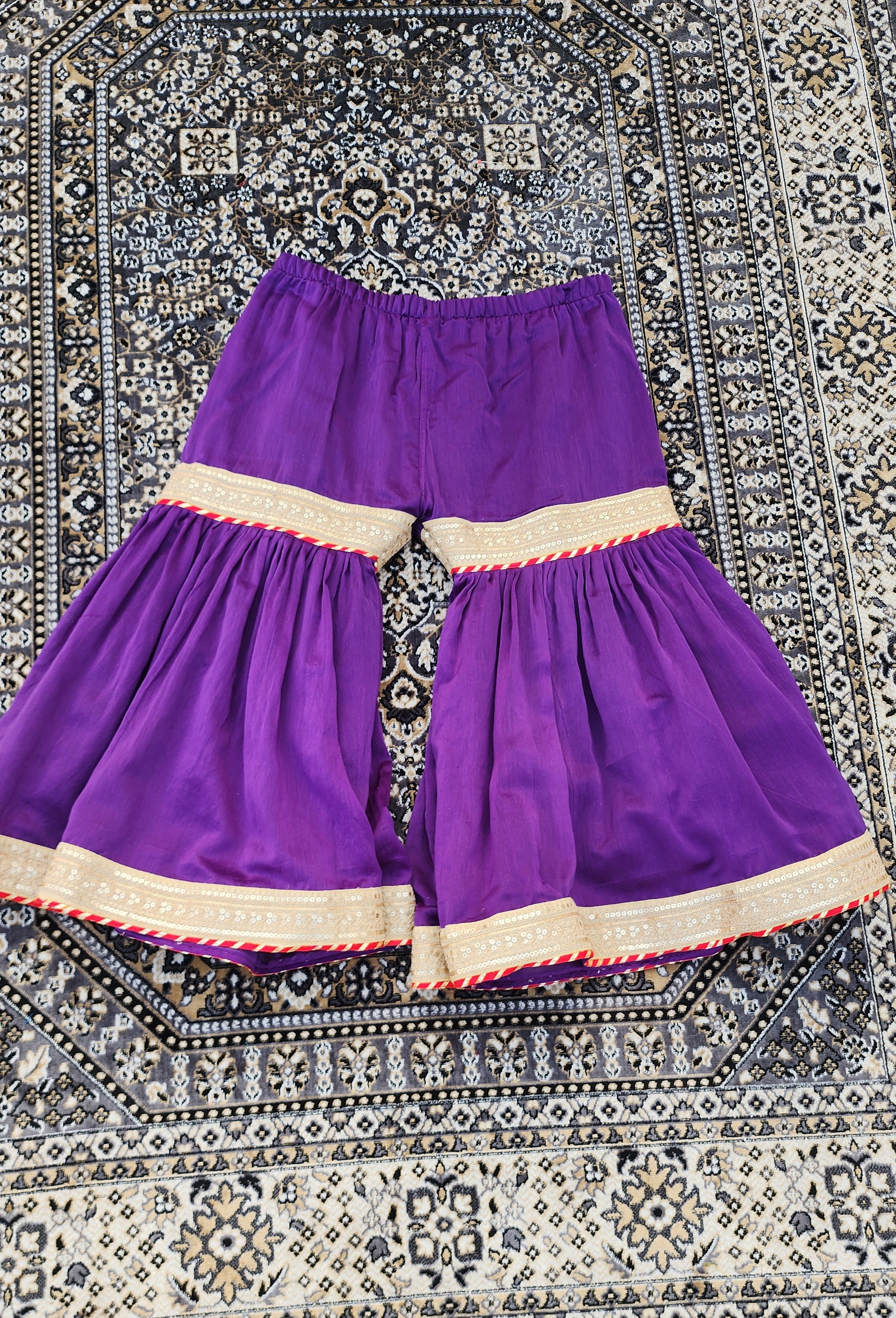SALVIA HAND EMBROIDERED CHANDERI SHARARA SET