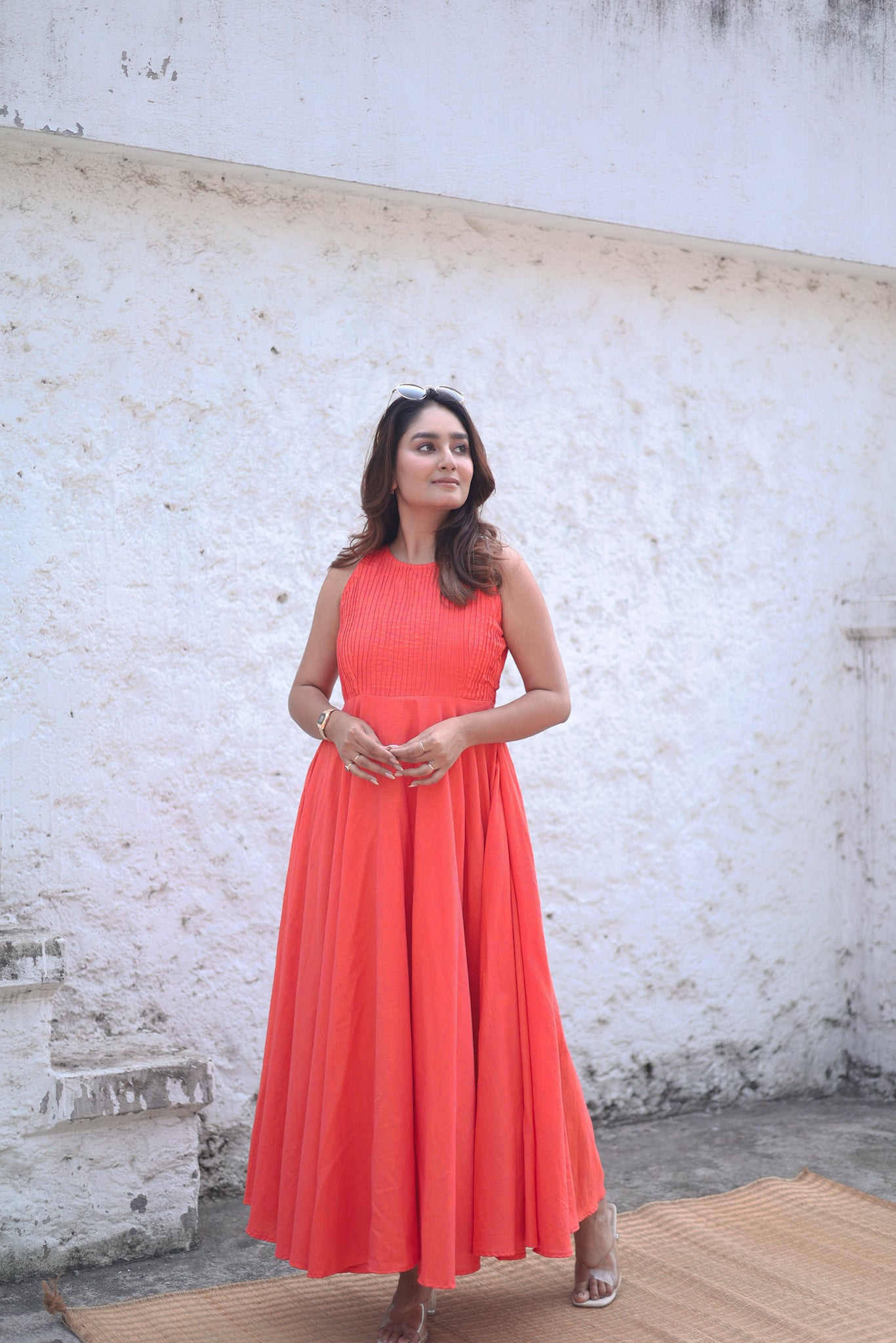 Coral Glow Maxidress