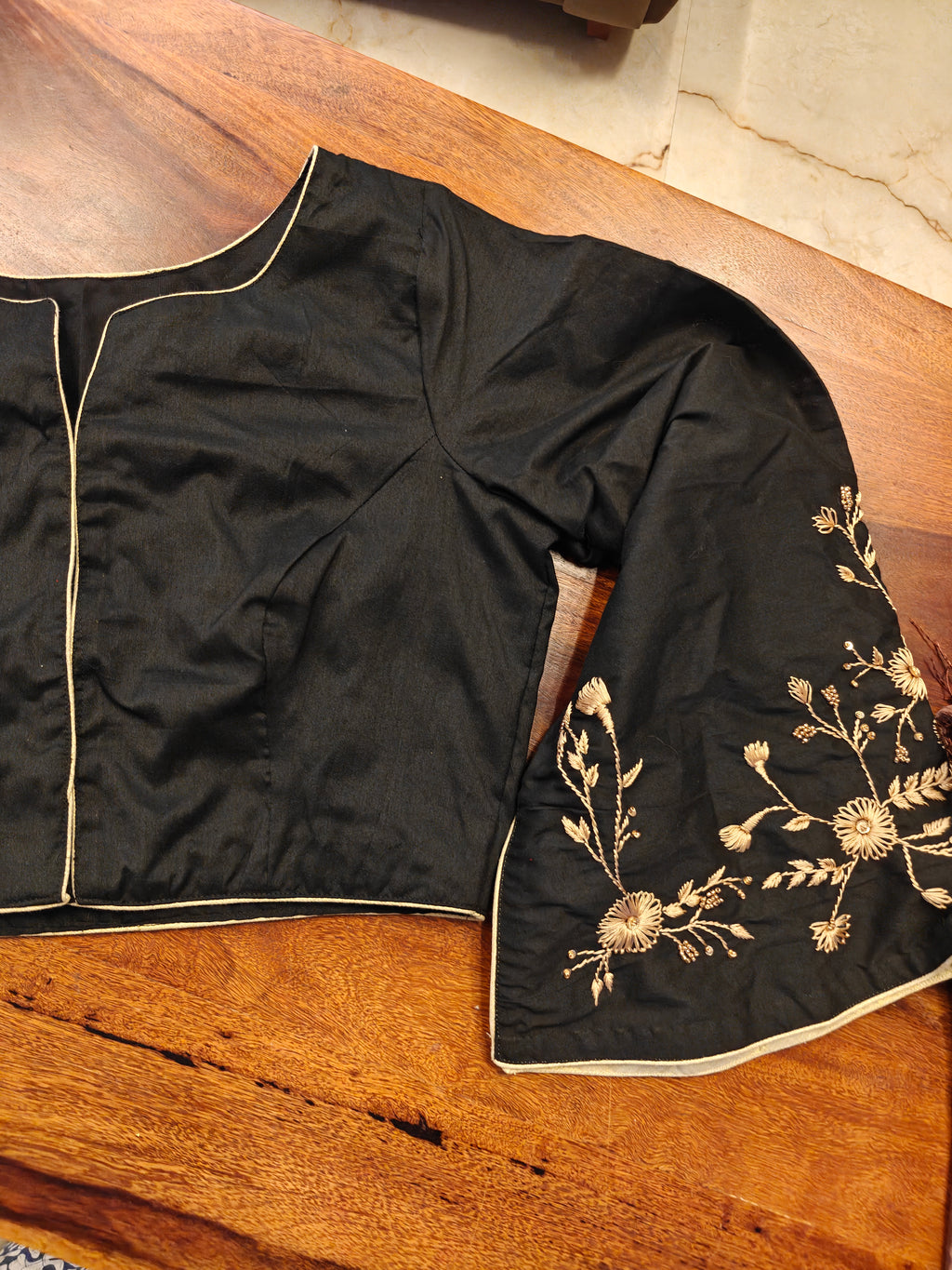 Black Gold  Embroidered Blouse