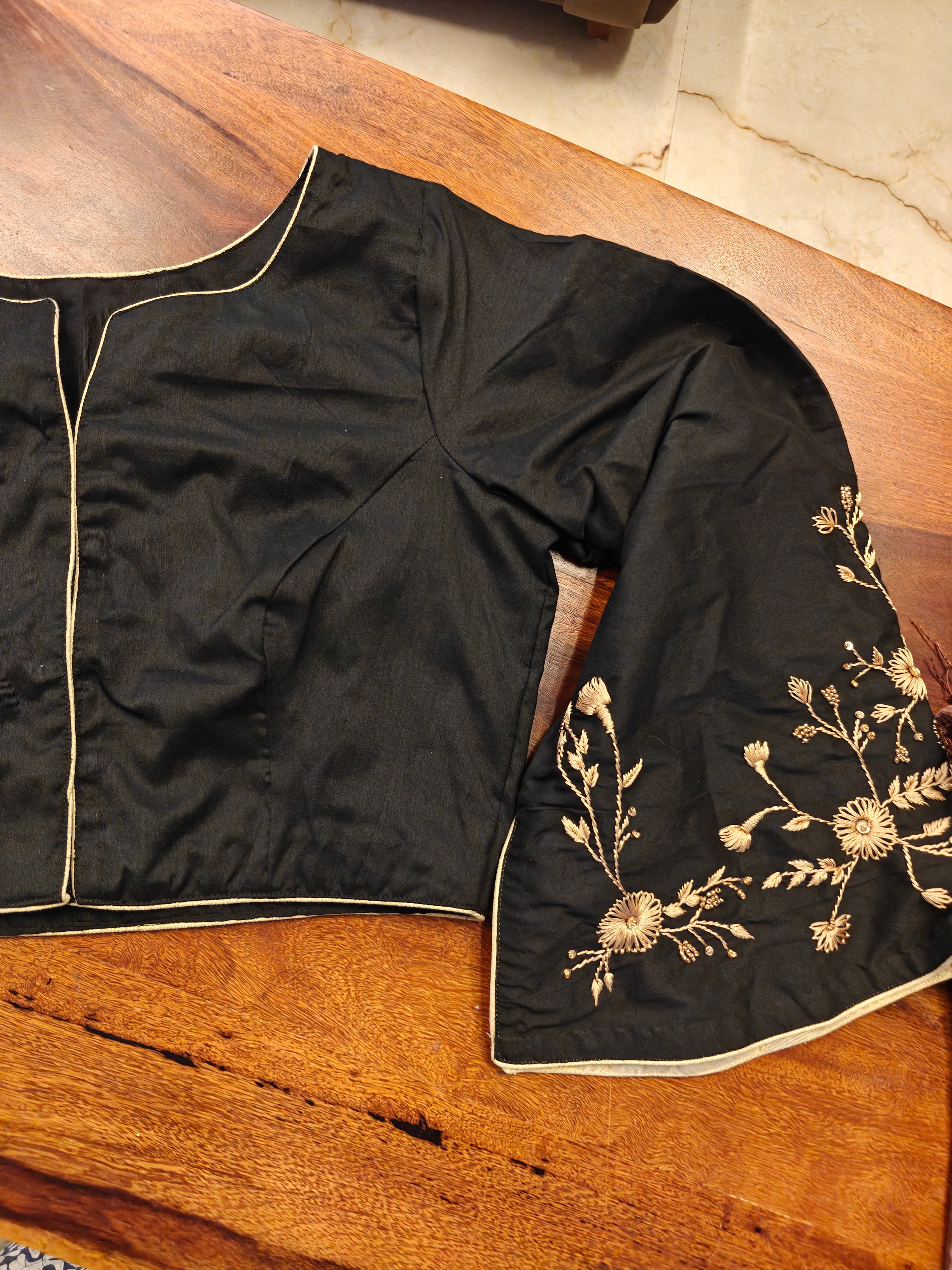 Black Gold  Embroidered Blouse