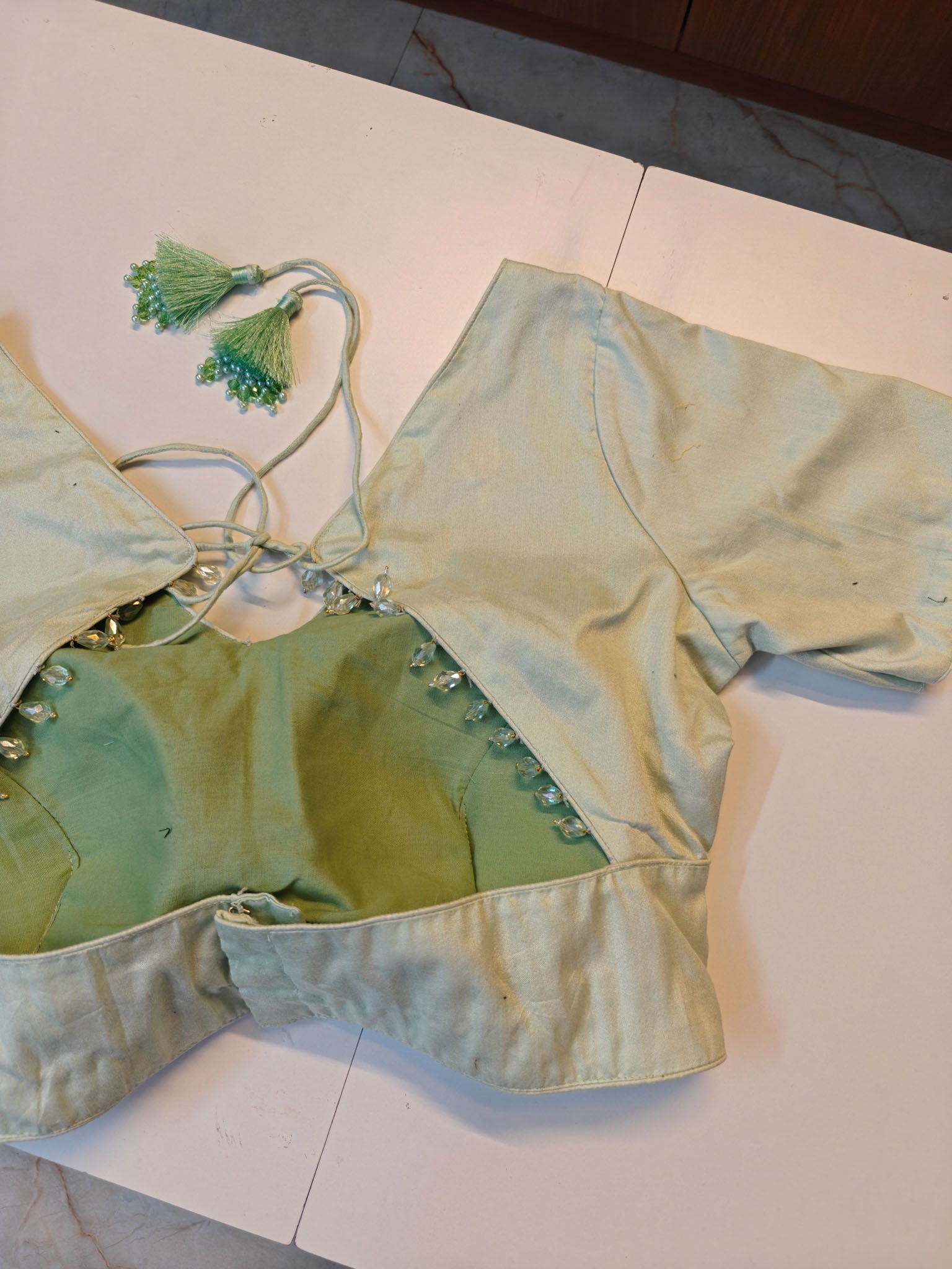 Pastle green cotton silk blouse