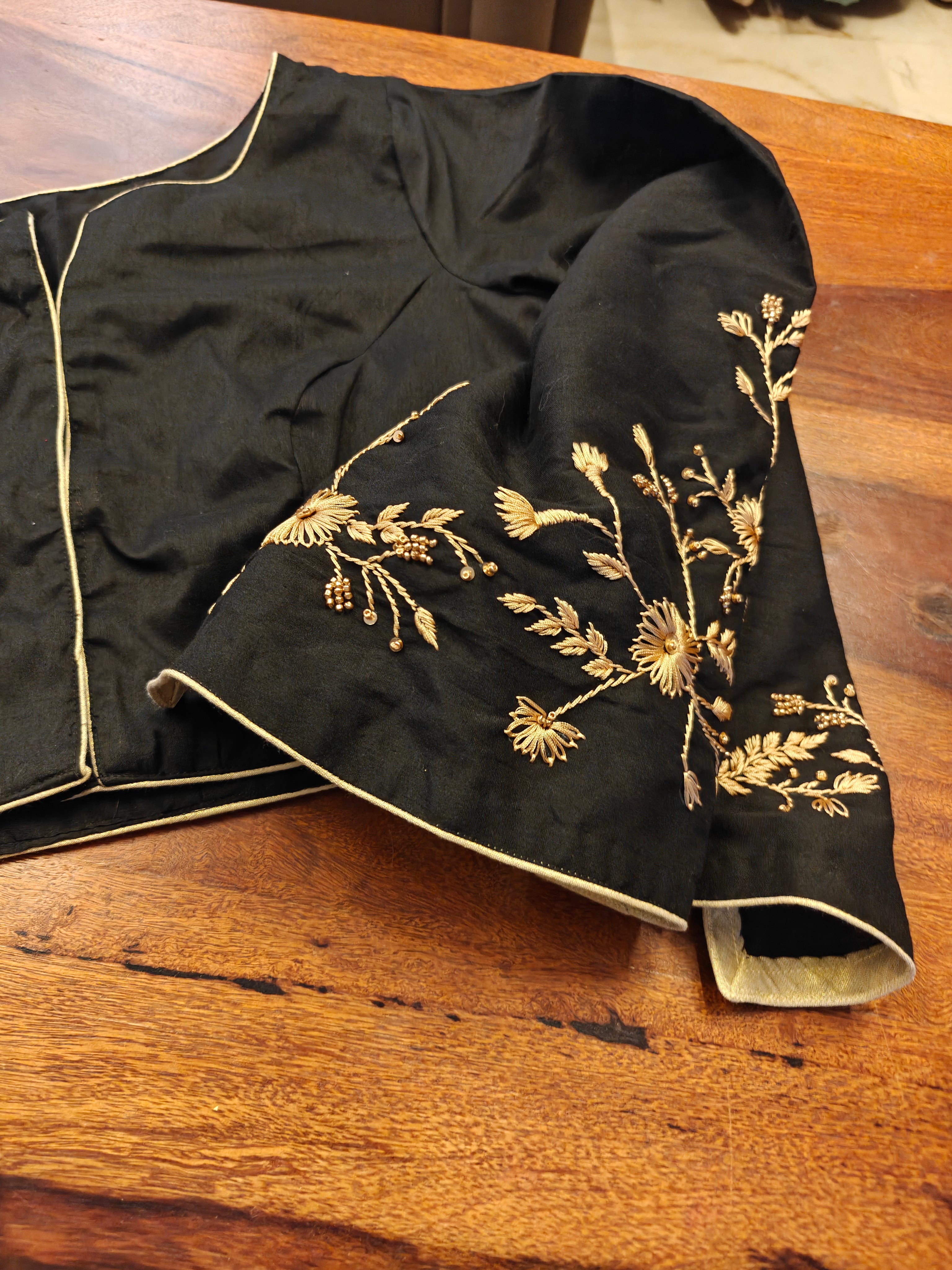 Black Gold  Embroidered Blouse