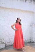 Coral Glow Maxidress