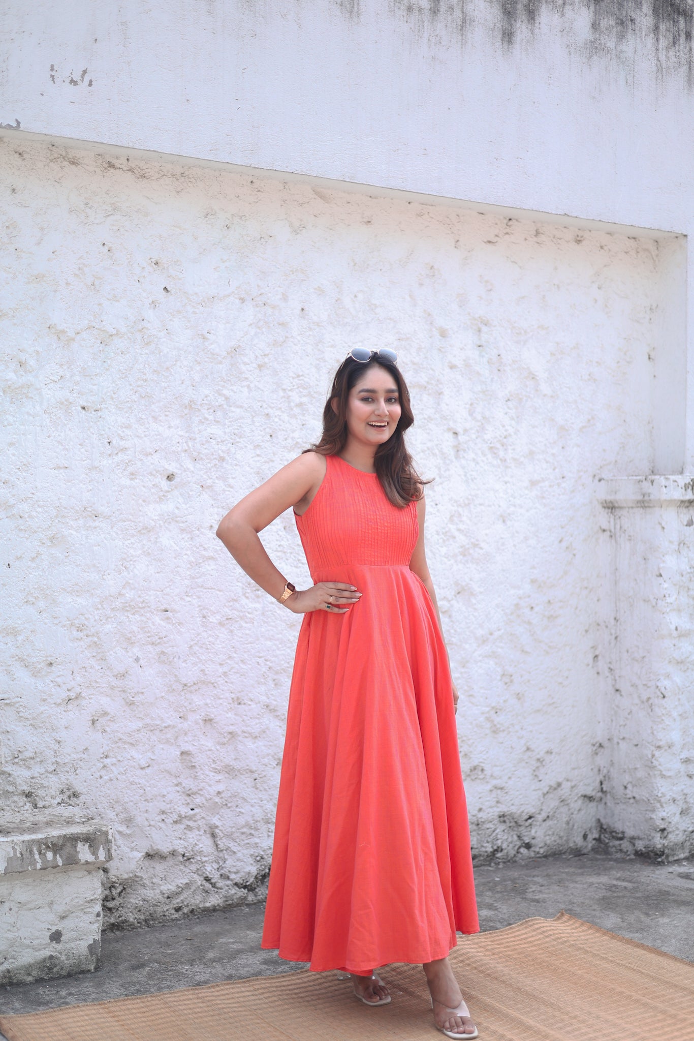 Coral Glow Maxidress
