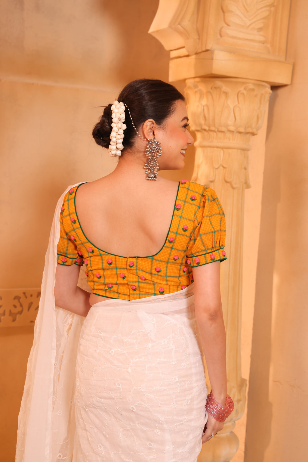 Bloom Check  Haldi Blouse