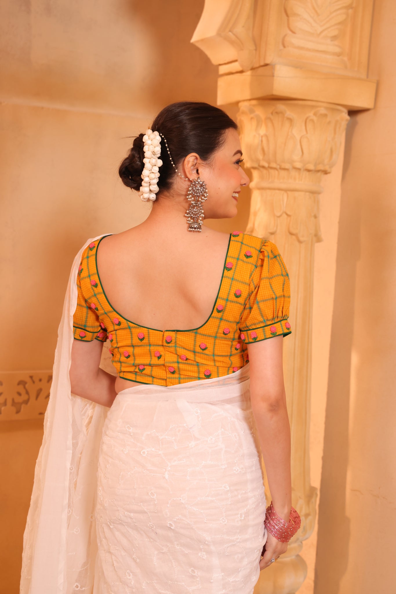 Bloom Check  Haldi Blouse
