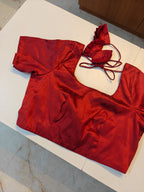 Maroon art raw silk blouse