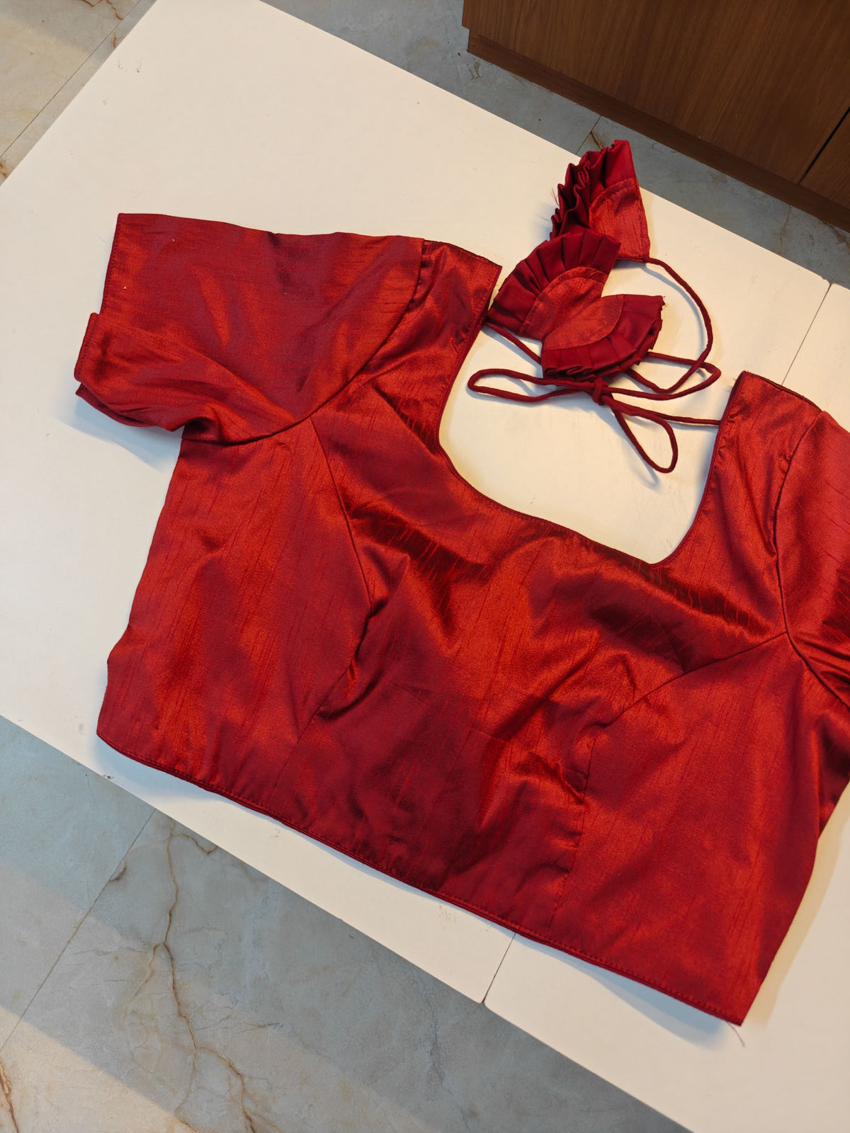 Maroon art raw silk blouse