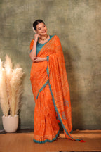 Mandarin Maheshwari Cotton Silk Saree