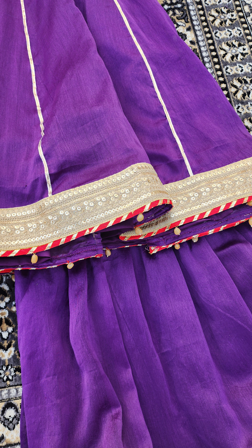 SALVIA HAND EMBROIDERED CHANDERI SHARARA SET