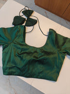 Dark green Art raw silk Blouse