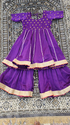 SALVIA HAND EMBROIDERED CHANDERI SHARARA SET