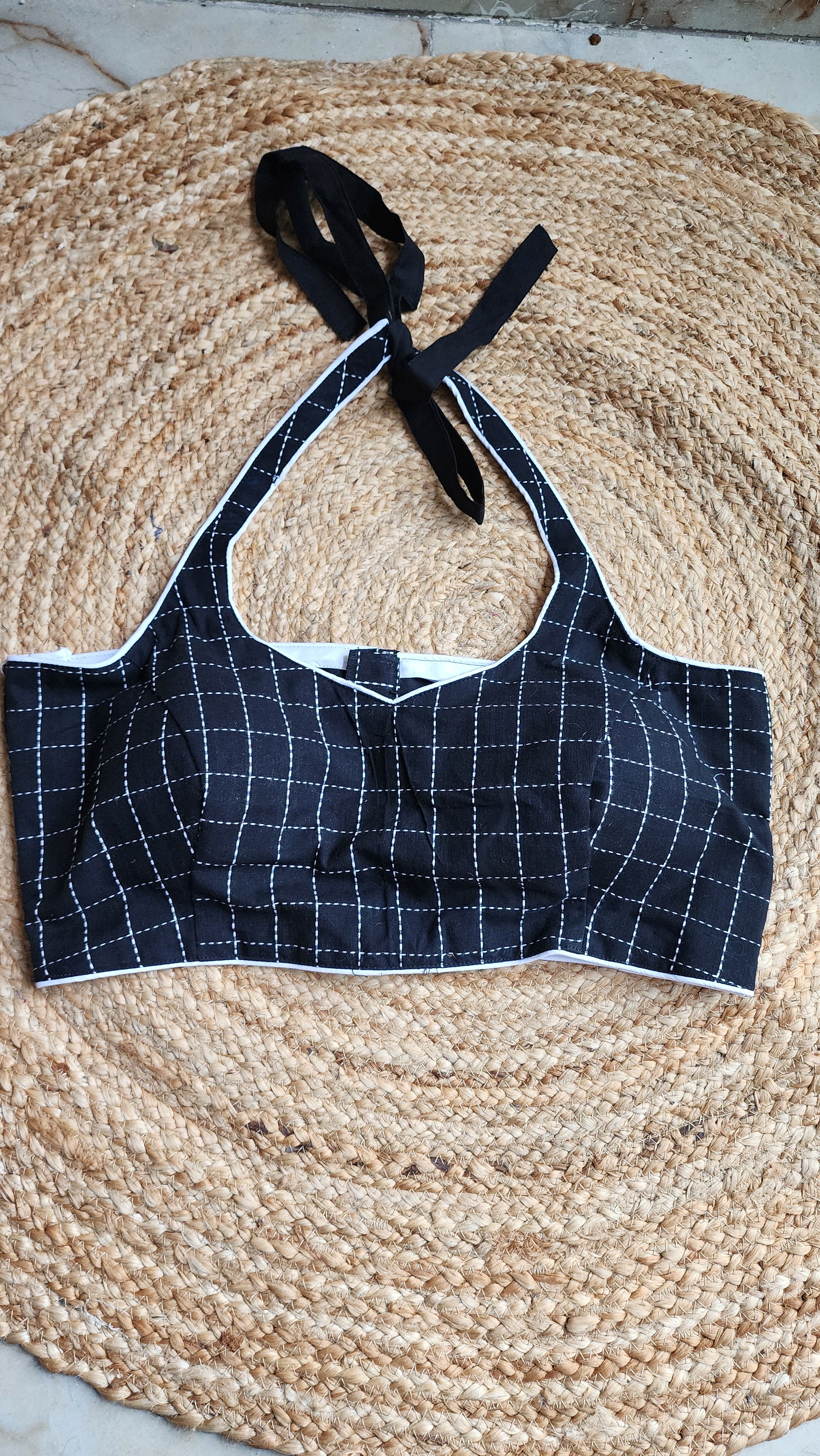 Cross Check Halter Blouse