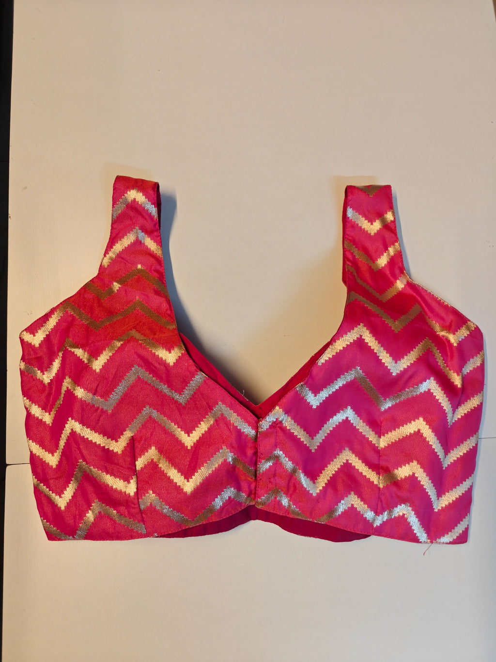 Hot Pink Chevron Brocade Blouse
