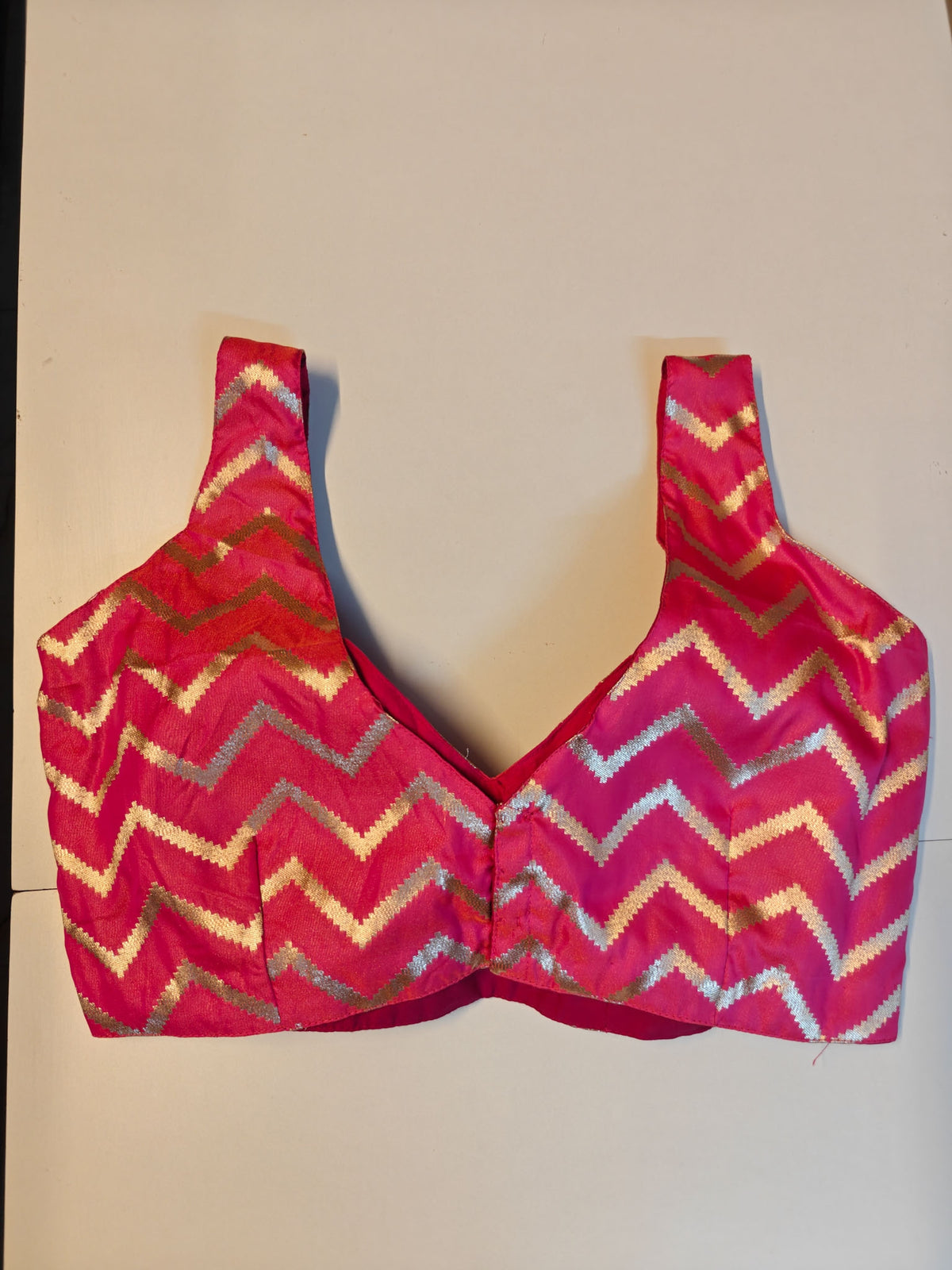 Hot Pink Chevron Brocade Blouse