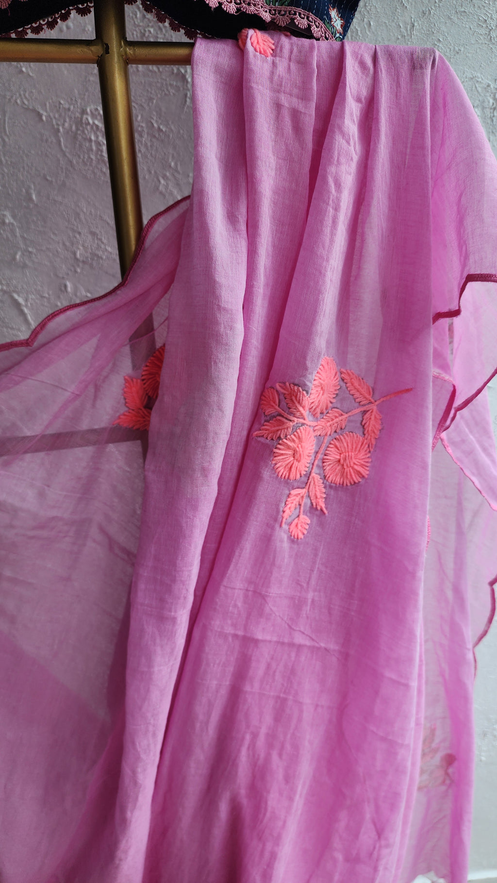Baby pink Sarosh Mulmul Saree