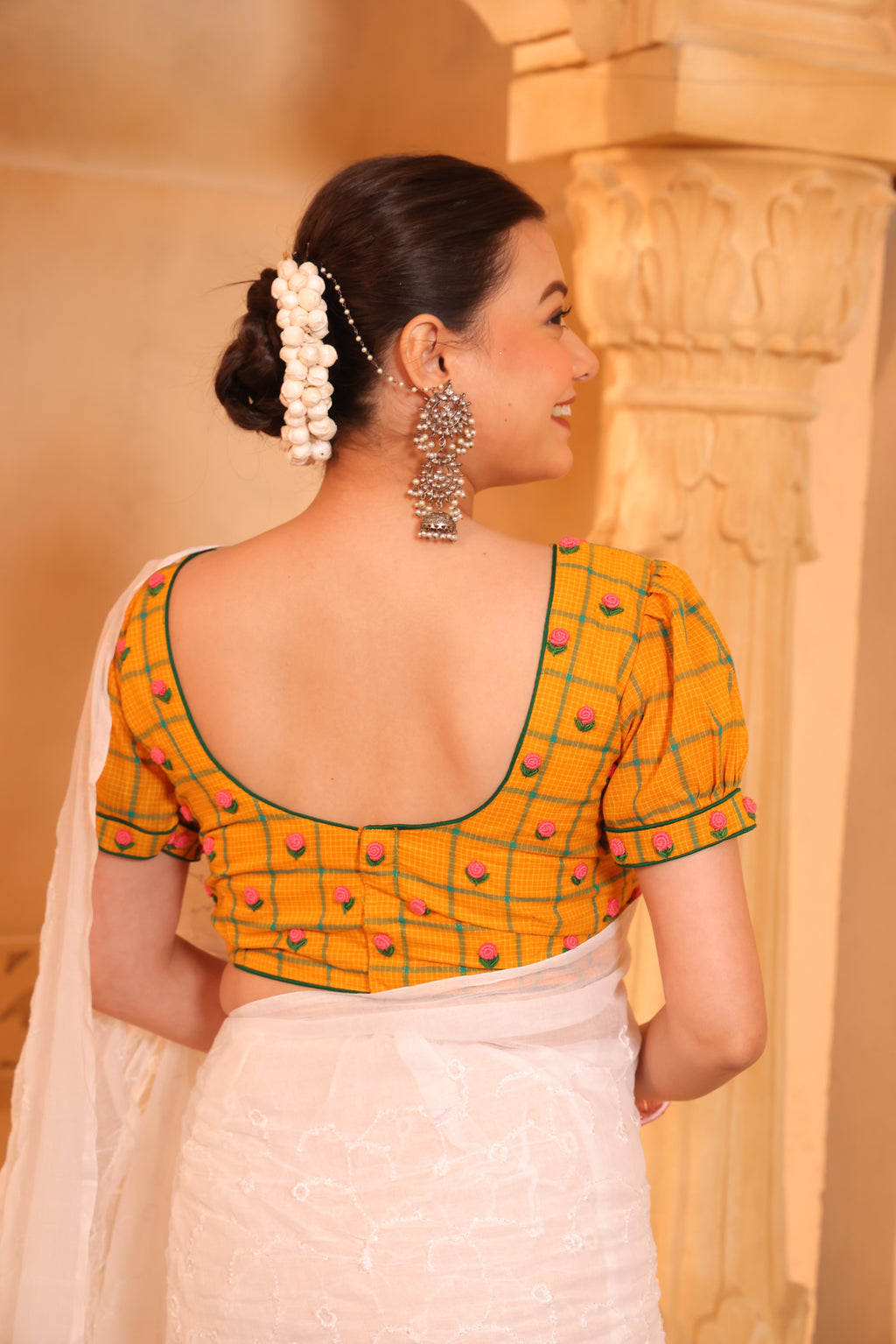Bloom Check  Haldi Blouse