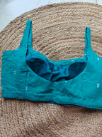 Teal Cotton Jacquard Blouse