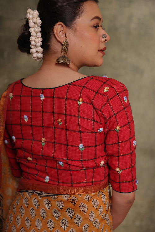 Check Rose  Blouse