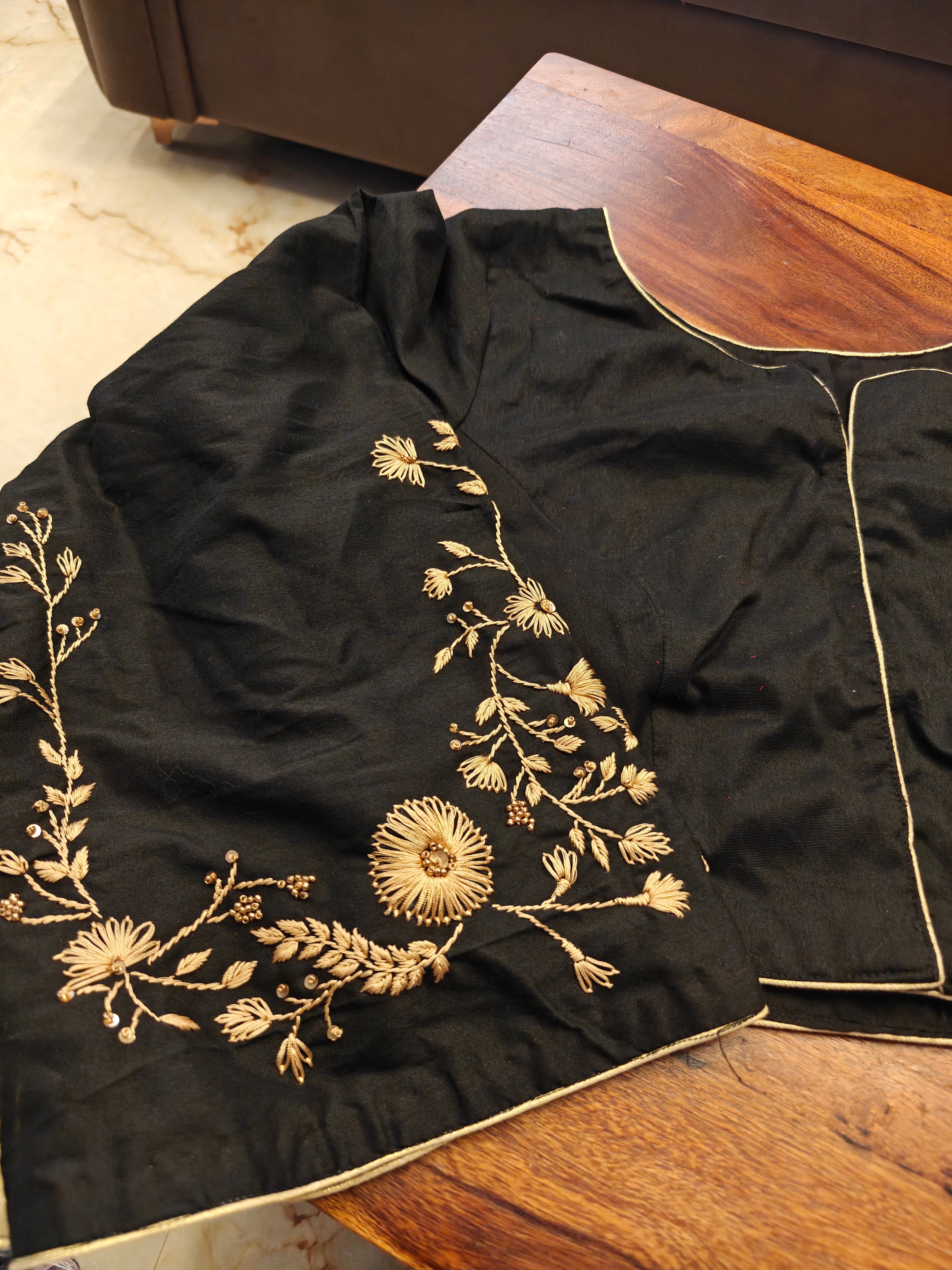 Black Gold  Embroidered Blouse