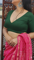 Bottle green Cotton silk Blouse