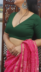Bottle green Cotton silk Blouse