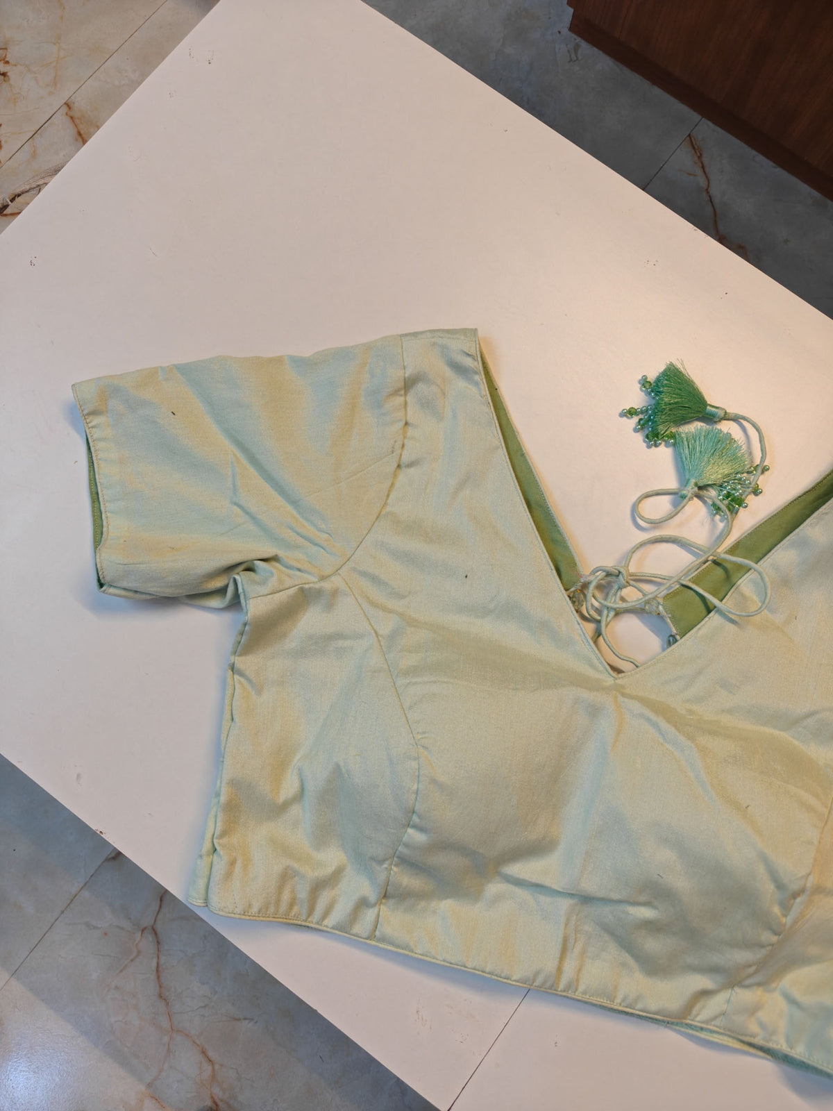 Pastle green cotton silk blouse