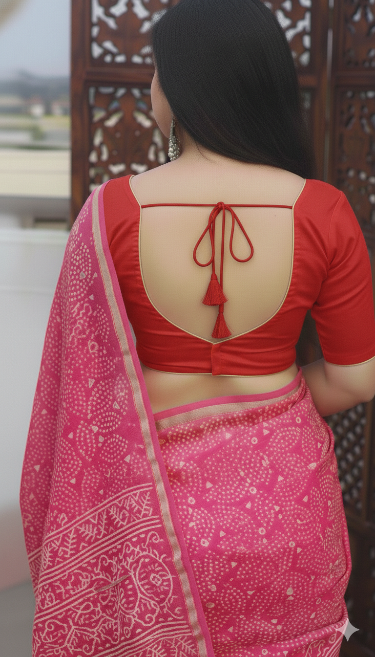 Red Cotton silk Blouse