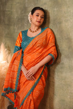 Mandarin Maheshwari Cotton Silk Saree