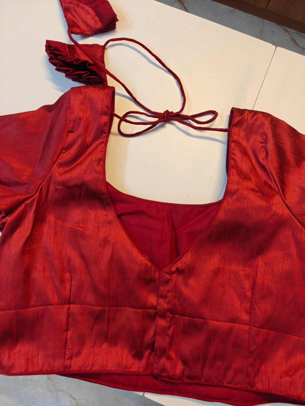 Maroon art raw silk blouse
