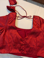 Maroon art raw silk blouse