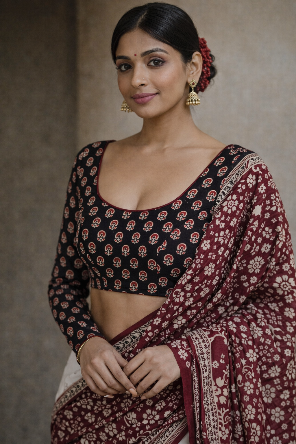 Ajrakh Shanno Cotton Full Sleeve Blouse