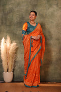 Mandarin Maheshwari Cotton Silk Saree