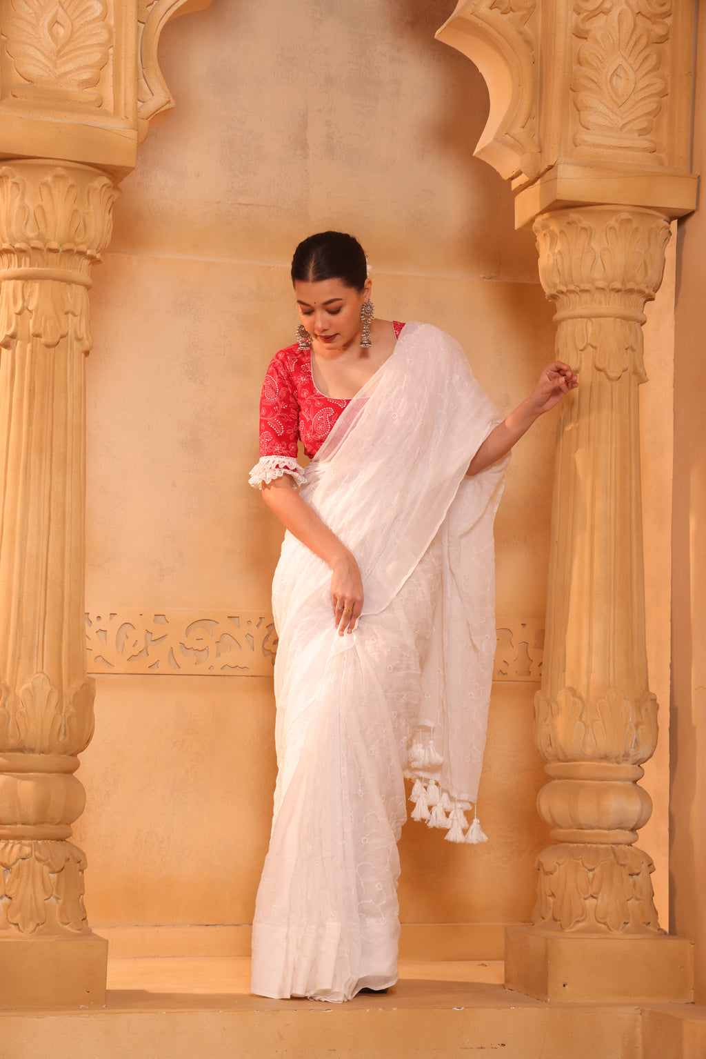 Saba Noor Mulmul embroidered Saree