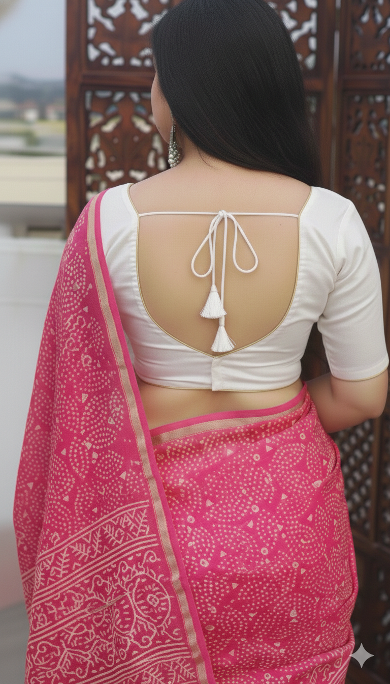 White Cotton silk Blouse