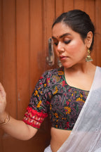 Black Kantha Printed Patchwork Blouse