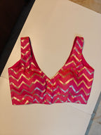 Hot Pink Chevron Brocade Blouse
