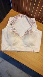White Embroidered Collar Blouse