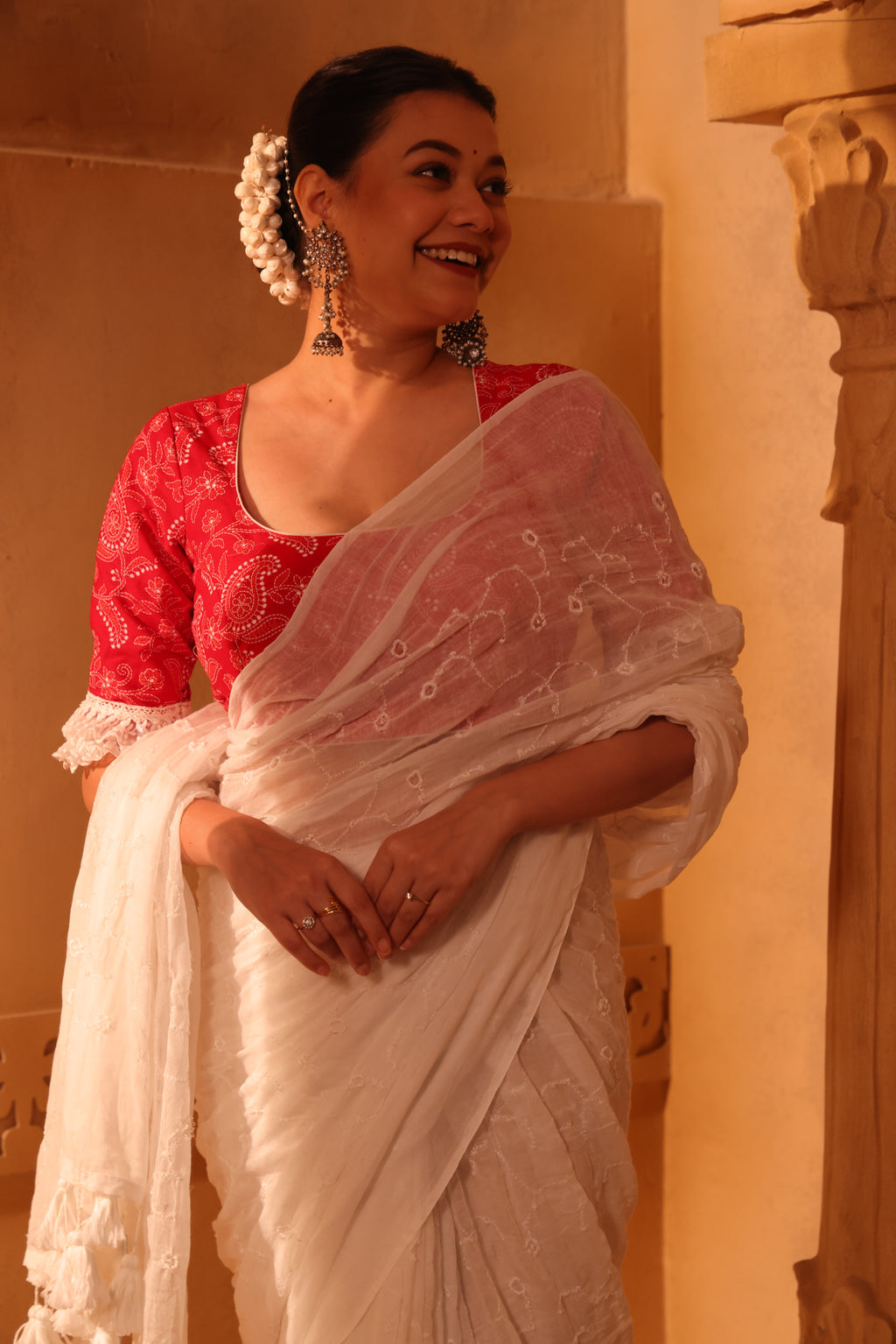 Saba Noor Mulmul embroidered Saree